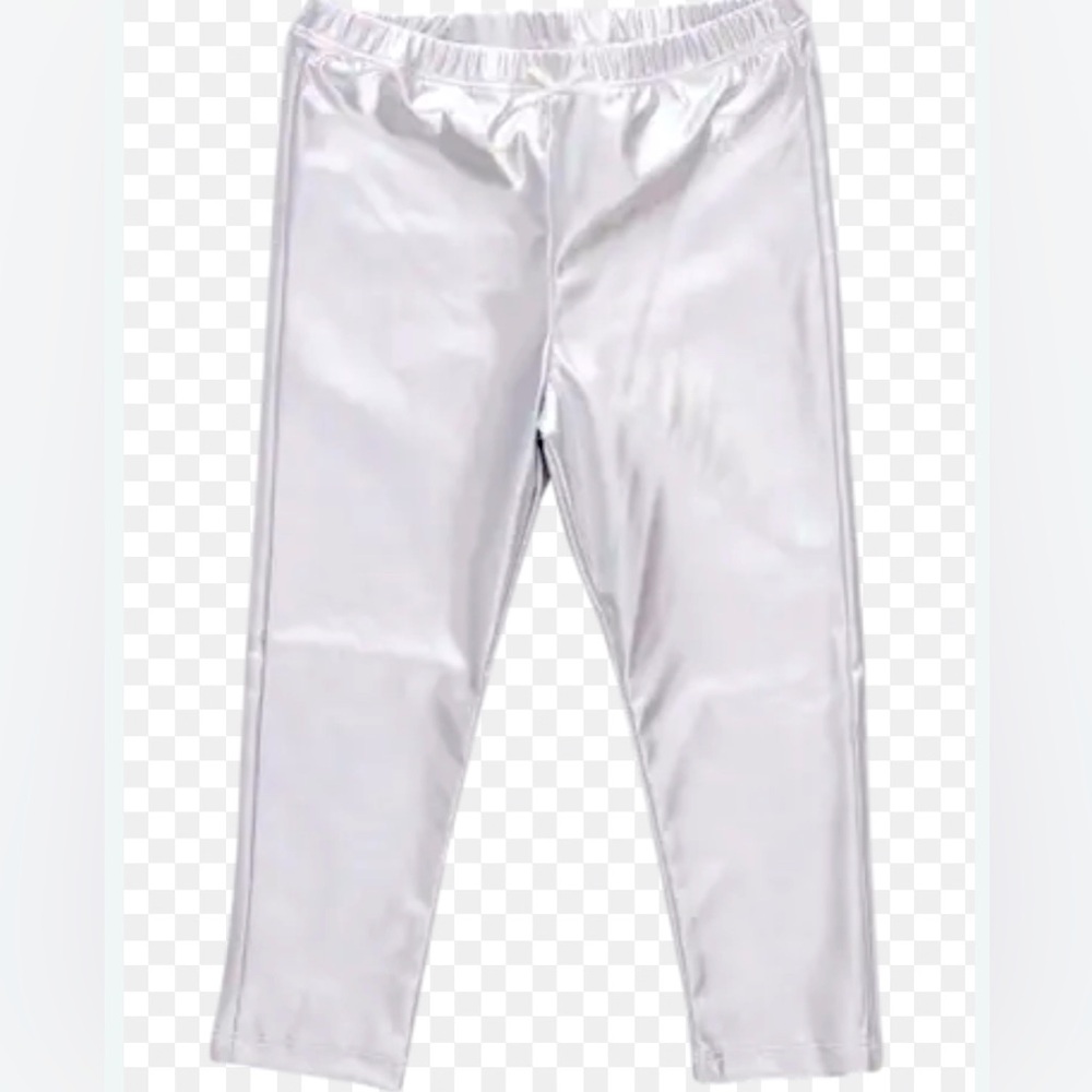 Pink Chicken New York Silver Metallic Leggings - Size 10Y